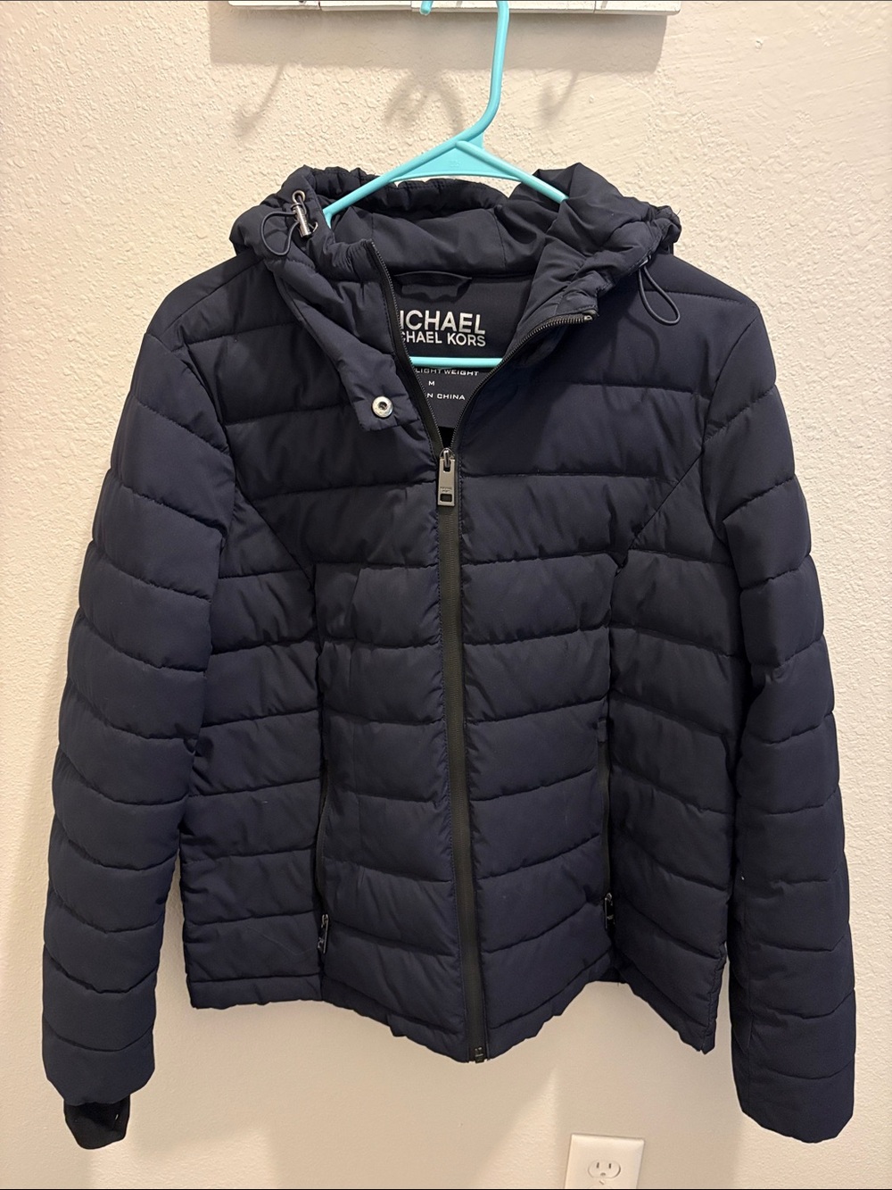Michael Kors Dark Navy Quilted Hooded Puffer Jacket